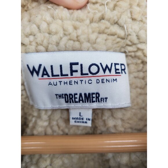 Wallflower Authentic Denim Womens Faux Sherpa Lined Jean Jacket Large - Picture 4 of 7
